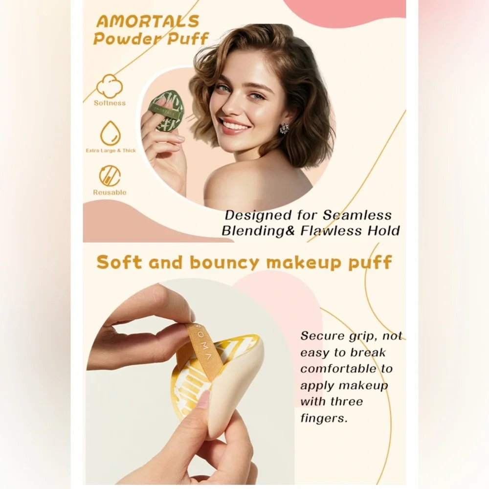 Powder Puff Set with Yellow Compact and Green + Yellow Puffs
